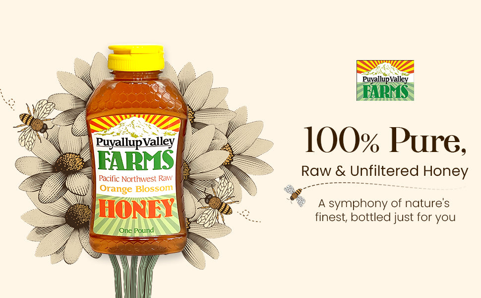 Buckwheat Raw Honey by Puyallup Valley Farms Organic Unfiltered Raw Honey All Natural Sweetener No Additives Non Pasteurized Organic Raw Honey BPA Free Raw Organic Honey Bear Squeeze Bottle No Drip Cap FREE SHIPPING Buckwheat 24 Oz.