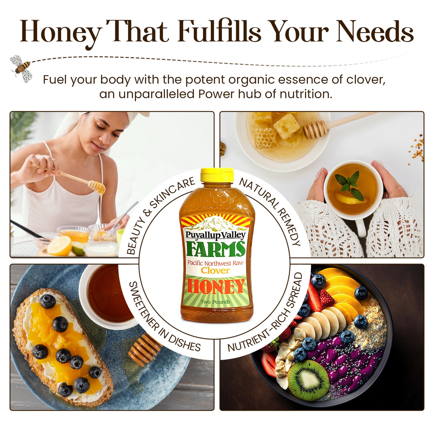 Puyallup Valley Farms™ Clover Raw Unfiltered Honey🍯32 oz.
