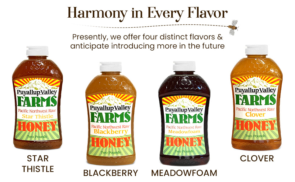 Puyallup Valley Farms™ Honey Gift Box 64 Oz🍯Raw Unfiltered Honey Sampler Clover Meadowfoam Blackberry Star Thistle