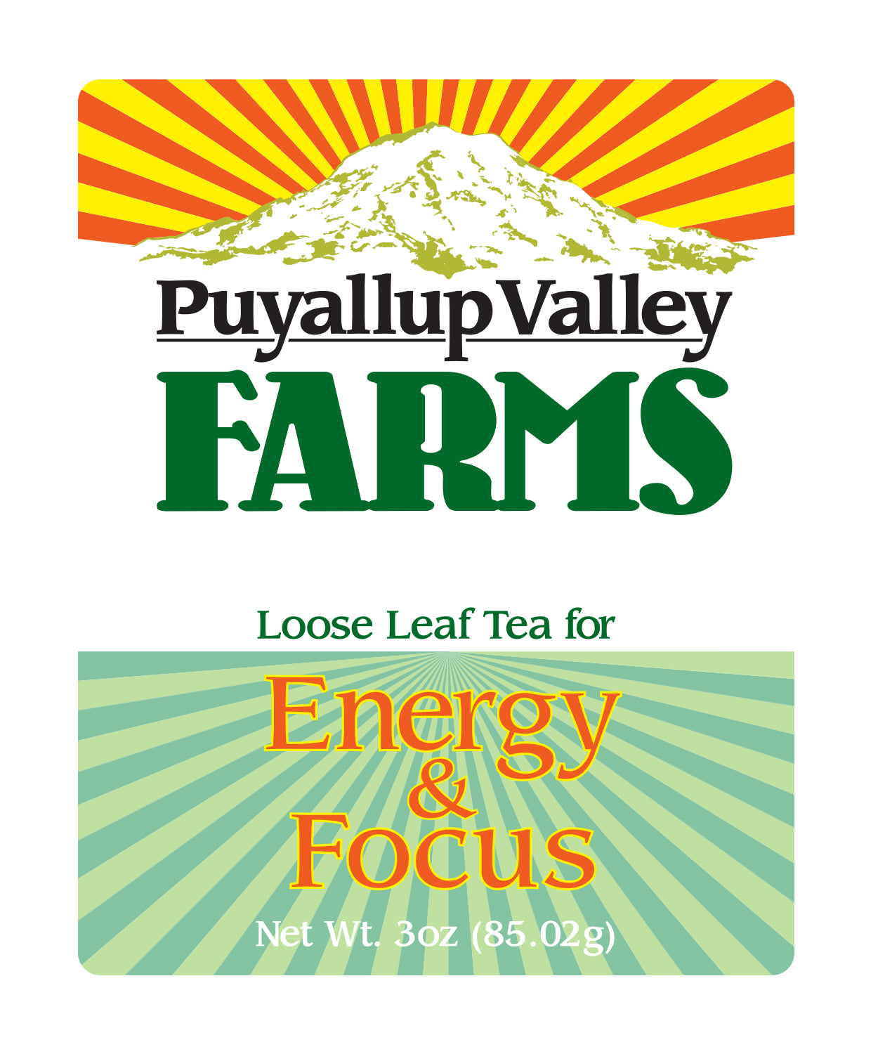 Premium Energy and Focus Loose Leaf Tea by Puyallup Valley Farms | 180 mg Caffeine for Energy | White Kratom for Focus | Plus Much More | FREE SHIPPING | Energy and Focus Loose Leaf Tea 3 Oz.