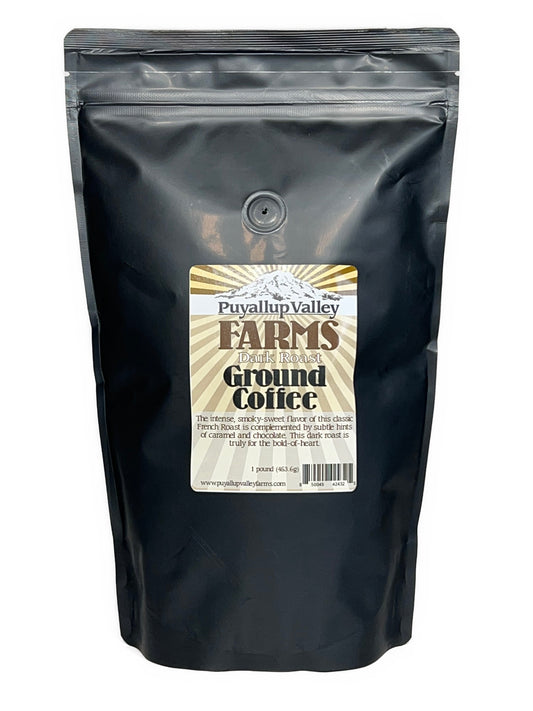 Premium Organic Ground Coffee by Puyallup Valley Farms | Locally Roasted Organic Coffee | FREE SHIPPING |Dark Roast 16 Oz.