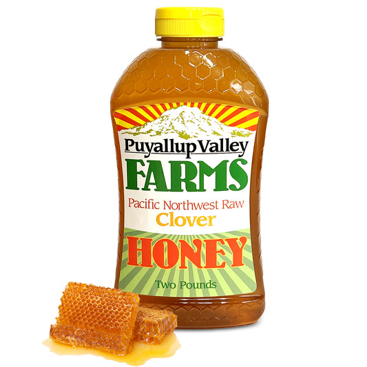 Clover Raw Honey by Puyallup Valley Farms | Organic Unfiltered Raw Honey | All-Natural Sweetener No Additives | Non-Pasteurized Organic Raw Honey | BPA Free Raw Organic Honey Squeeze Bottle | No Drip Cap | FREE SHIPPING Clover 32 Oz.