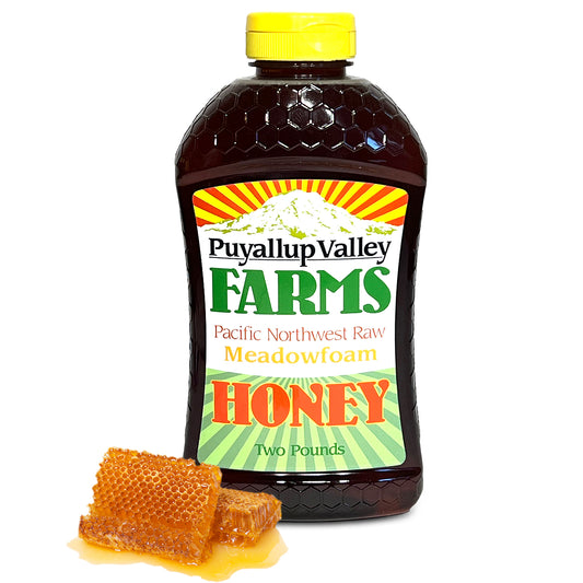 Meadowfoam Raw Honey by Puyallup Valley Farms | Organic Unfiltered Raw Honey | All-Natural Sweetener | No Additives | Non-Pasteurized Organic Raw Honey | BPA Free Raw Organic Honey Squeeze Bottle | No Drip Cap | FREE SHIPPING Meadowfoam 32 Oz