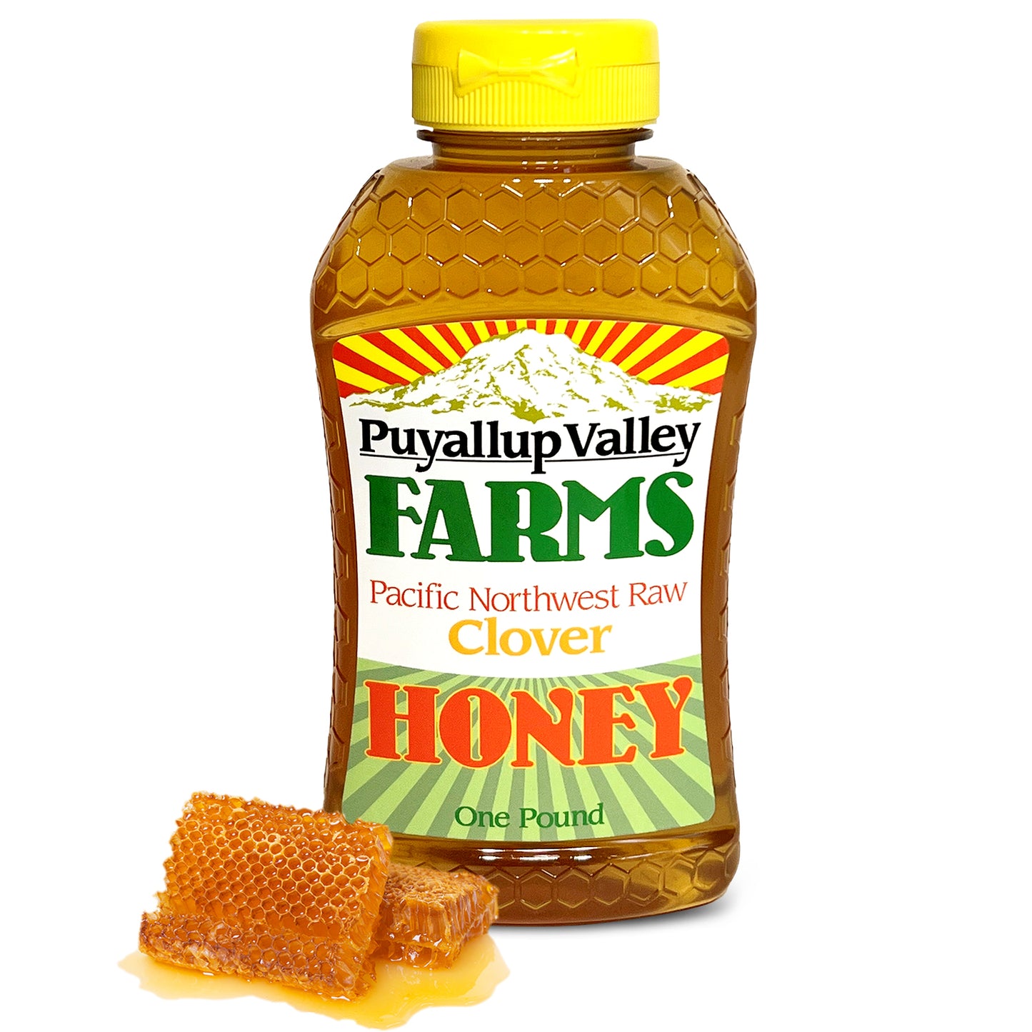 Clover Raw Honey by Puyallup Valley Farms | Unfiltered Organic Raw Honey | All-Natural Sweetener | No Additives | Non-Pasteurized Organic Raw Honey | BPA Free Raw Organic Honey Squeeze Bottle | No Drip Cap | FREE SHIPPING Clover 16 Oz.
