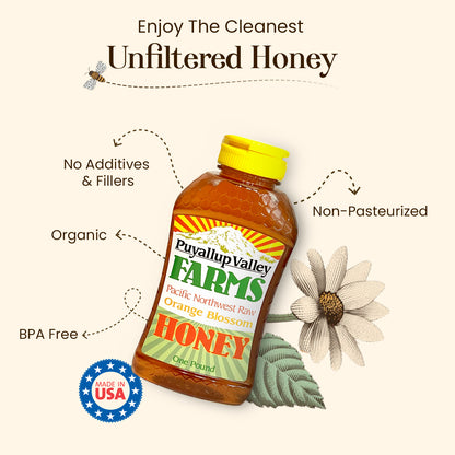 Puyallup Valley Farms™ Honey Gift Box 64 Oz🍯Raw Unfiltered Honey Sampler Clover Meadowfoam Blackberry Orange Blossom