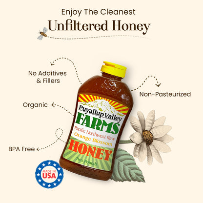 Puyallup Valley Farms™ Honey Gift Box Unfiltered Raw Honey Sampler 128 Oz 🍯Clover Blackberry Meadowfoam Orange Blossom