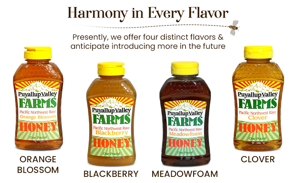 Meadowfoam Raw Honey by Puyallup Valley Farms | Organic Unfiltered Raw Honey | All-Natural Sweetener | No Additives | Non-Pasteurized Organic Raw Honey | BPA Free Raw Organic Honey Squeeze Bottle | No Drip Cap | FREE SHIPPING Meadowfoam, 16 Oz.