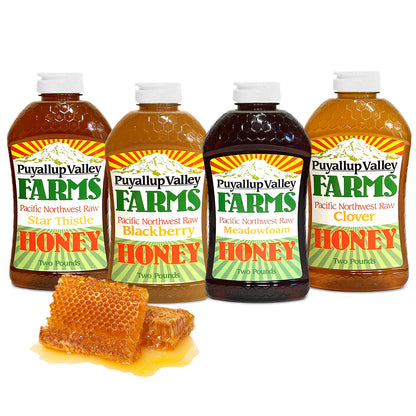 Puyallup Valley Farms™ Honey Gift Box 64 Oz🍯Raw Unfiltered Honey Sampler Clover Meadowfoam Blackberry Orange Blossom